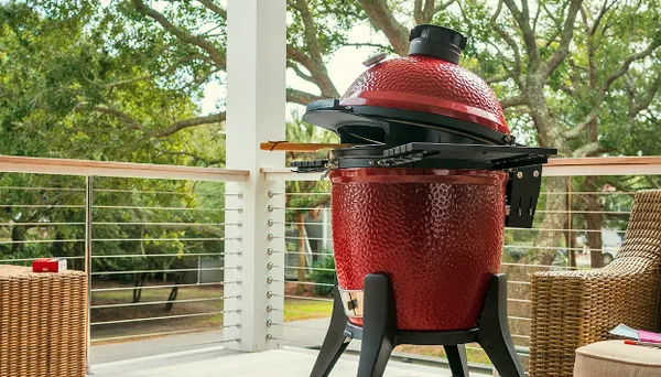 Kamado Joe grill on a veranda